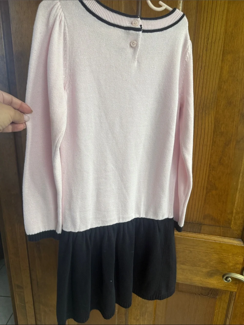 Gymboree Pink and Black Long Sleeve Bow-Trim Dress